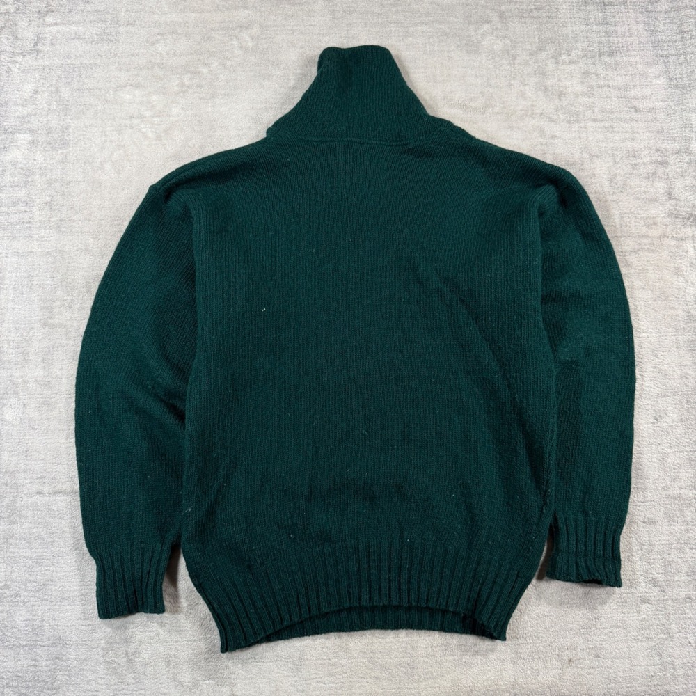 London Fog Sweater Mens Medium Green Vintage 80s Shawl Collar Knit Pullover - Picture 4 of 8